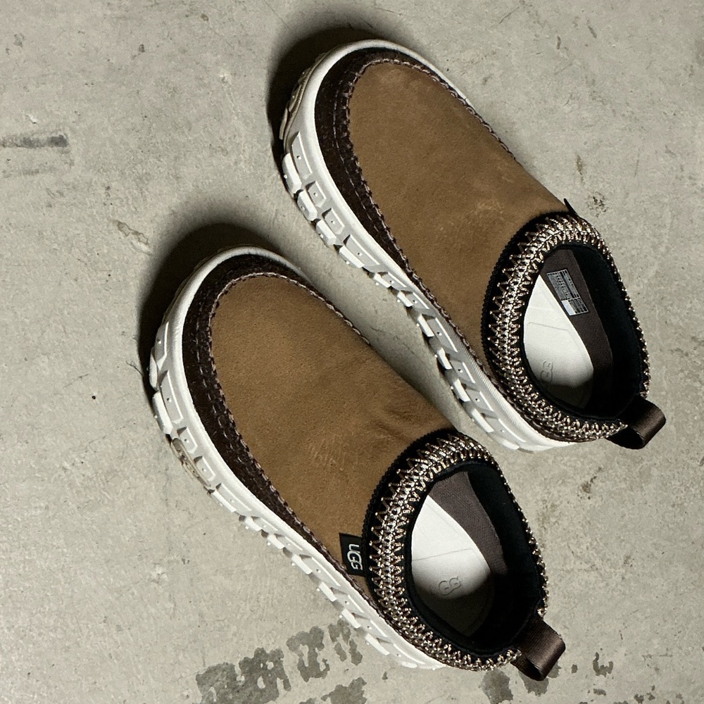 UGG Tan and White Casual Slip-Ons